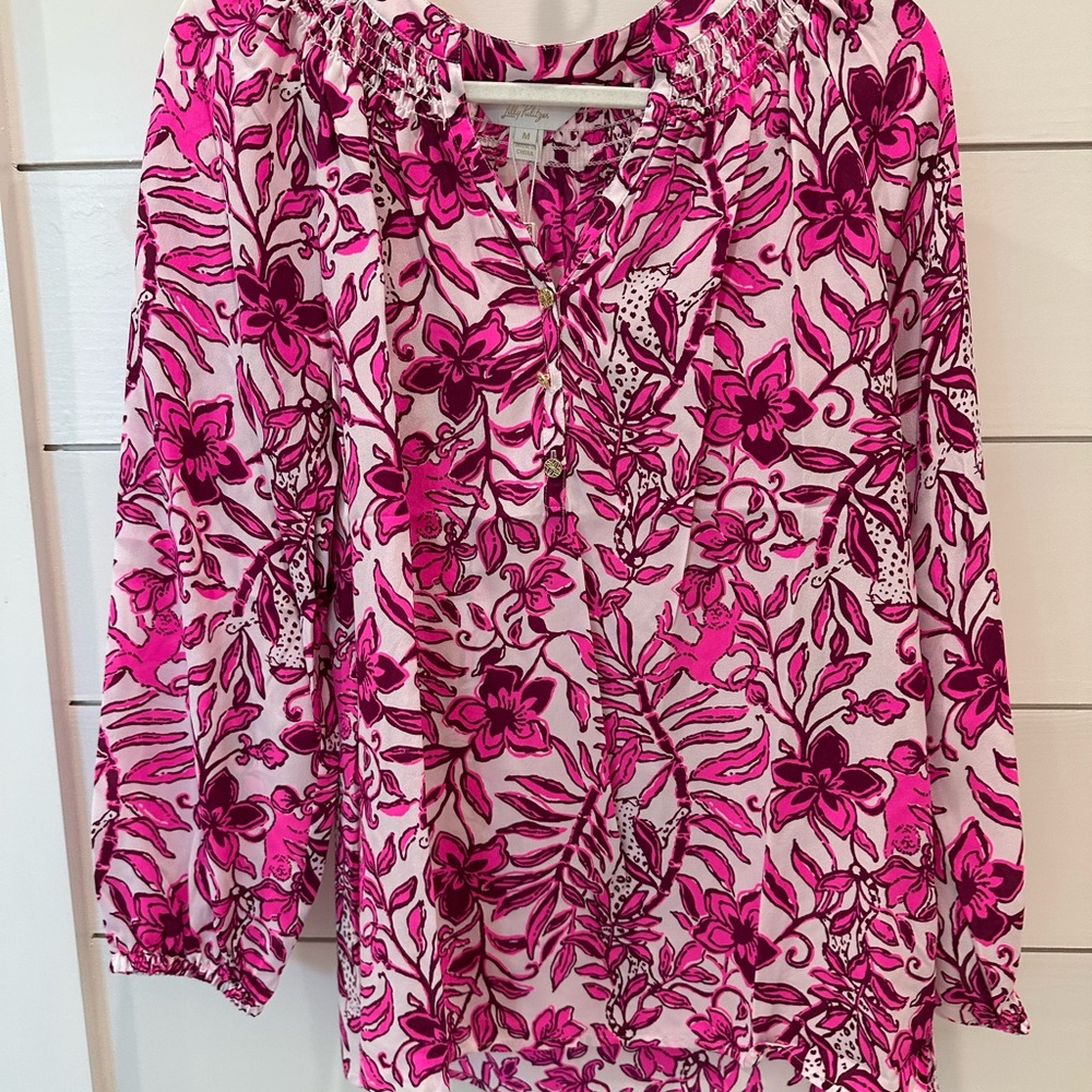 Lilly Pulitzer Vibrant Pink Floral Blouse